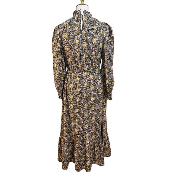 Target Cottage Core Floral Maxi Dress Size XS Blue Gold Prairie Feminine Modest - Picture 2 of 12